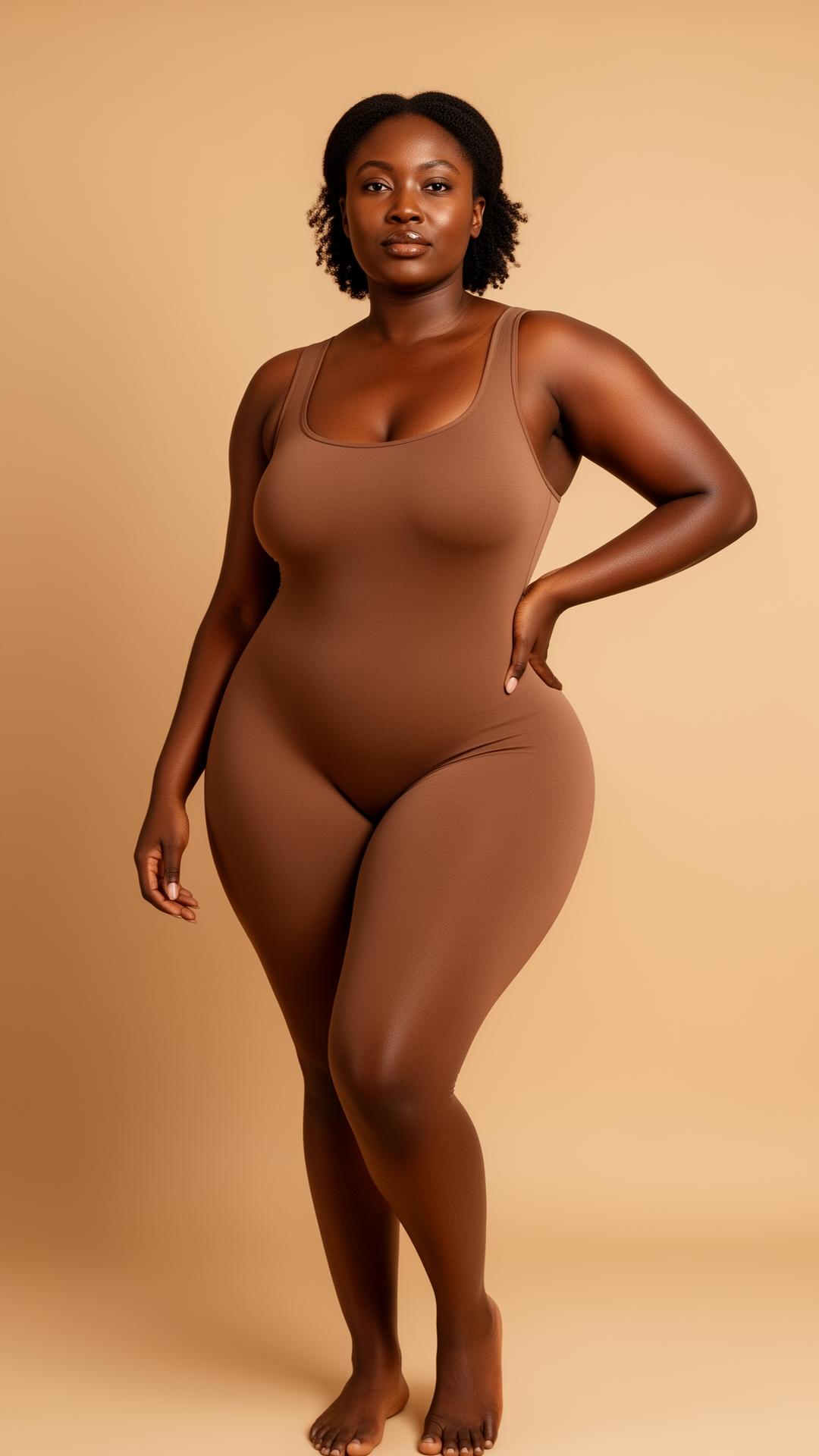 Femme africaine portant un bodysuit gainant mocha